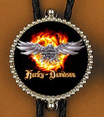 Harley Davidson on Fire  Bolo Tie 2