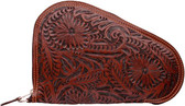 HAND TOOLED FLORAL ALL LEATHER PISTOL CASE LARGE