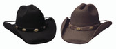 Hop A Long felt cowboy hat by Bullhide® Hats.  Available in sizes S, M, L, XL.  Black or Chocolate