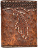 3D Brown Western Trifold Wallet