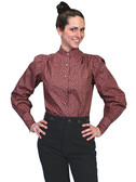 Floral Style Ranch Burgundy Blouse
