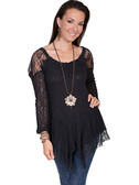 Black Lace Pullover Blouse with Embroidered Neckline-Gorgeous!