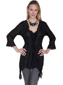 LADIES Stunning Black Lace Top with Ruffles