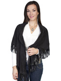 LADIES BLACK LAMB SUEDE SHAWL 62348