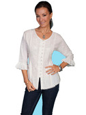 LADIES Ivory Multi Fabric Tonal Embroidered Blouse