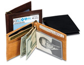 Leather Bi-Fold Wallet with Money Clip