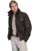 Leather jacket with zip-out knit front & collar. Zip hand pockets. Zip chest pockets. Zip cuffs. Acetate lining. Import.  BY SCULLY