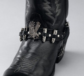Leather Boot Straps with Eagle and Replica Silver Bullet Accents