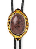 Mahogany Obsidian Beaded Bolo Tie (Gold Or Silver Finish)