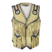 MENS ALL SUEDE  VEST NATIVE STYLE BEADED