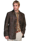  Leather Mens Brown Calf Suede Leather Car Coat  62390