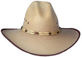 Open Range BRONCO SOFT WHITE BURN PALM LEAF WITH BOUND EDGE AND A BONE & BEADS HAT BAND