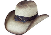 PANAMA Cowboy Hat, cattleman style w/ tea stained,