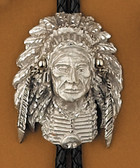 Pewter Indian Headress Bolo Tie