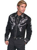 Pondarosa Embroidered Mens Western Shirt (Black)