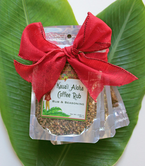 Set of 4 Gourmet Coffee Rubs
One each of Aloha Spice pouch: Garden Island, Kauai Aloha, Pele's Smokey, Uncle's Lu'au
Great for seasoning anything and everything! Delicious on vegetarian dishes as well as meats
Makes a great gift or addition to any kitchen or pantry
Taste the Aloha in this set of four Aloha Spice Coffee Rubs. A great addition to any kitchen, these special salts are great for every thing from seasoning your favorite grilled or bbq dishes. Full sized packets of each of our 4 coffee rubs. The perfect gift for the foodies in your life.