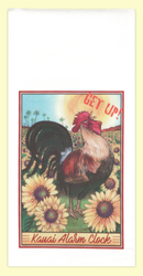 Get up Kauai Rooster. The artwork for this towel is by Kauai artist, Joanna Carolan. Measures 18 in x 24 in, 100% cotton. Printed in the USA. 