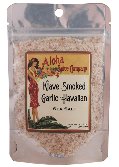 Kiawe Smoked Garlic Hawaiian Sea Salt - 2.11 oz. Stand Up Pouch