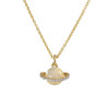 JW00510-GLD-OS-DYO - Planet Necklace - Saturn - Iridescent Pave & Gold - Charm Pendant - Space Cosmic - Wildflower + Co. Jewelry