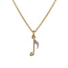 Music Note Necklace, Pave Crystal & Gold 