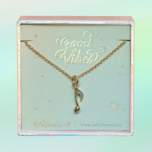 JW00511-GLD-OS-DYO - Music Note Necklace -Dainty Pave Crystal & Gold - Music Note Harmony - Wildflower + Co. Jewelry 