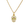 JW00530-GLD-OS-DYO - Sugar Skull Necklace -  enamel glass crystals 14k polished gold plating & CZ accent - Wildflower + Co. Jewelry Box