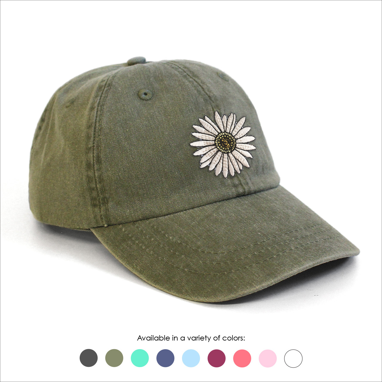 Daisy Embroidered Baseball Hat - Choose your hat color! - Wildflower + Co.