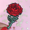 Red Rose Patch Embroidered Iron On Patches - Small - Wildflower Co