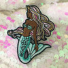 Black Mermaid Patch - Embroidered Iron On - Wildflower + Co.