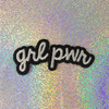 GRL PWR - Embroidered Iron On Patch Patches Appliques - Black & White - Word Quote - Wildflower Co SCALE