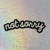 Not Sorry - Feminist - Embroidered Iron On Patch Patches Appliques - Black & White - Word Quote - Wildflower co SCALE