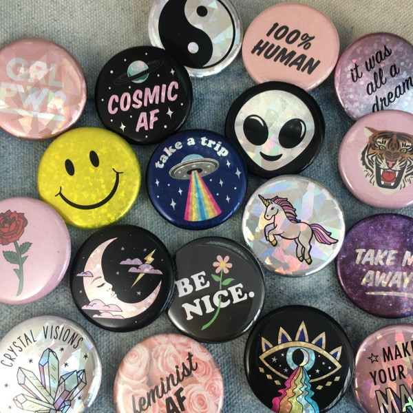Button Pins - Choose any 5! - Buy 4, Get 1 Free :)