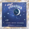Zodiac Enamel Pin - TAURUS - Flair - Astrology Gift - Birthday - Constellation Star & Moon - Gold - Wildflower + Co. Accessories