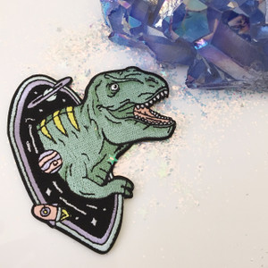 T-Rex Dinosaur Embroidered Patch - Black Hole - Outer Space - Iron On Patches Flair - Wildflower + Co (6)