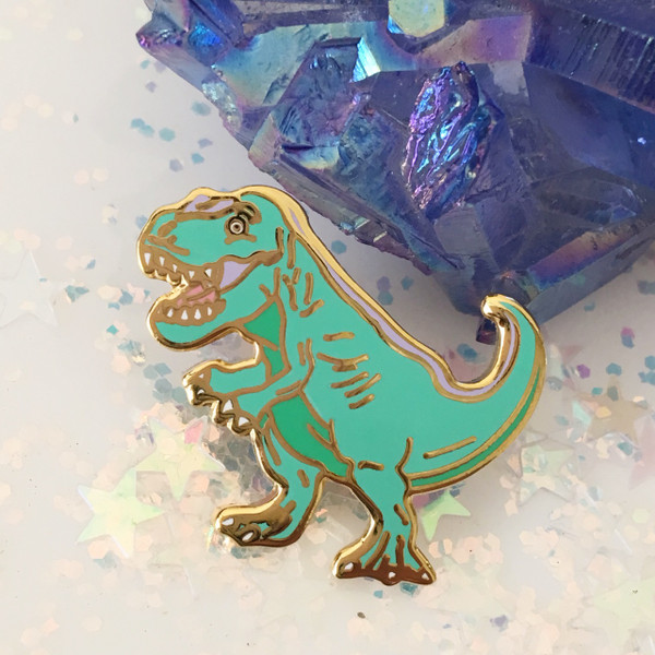 T Rex Dinosaur Enamel Pin - Green Pastel - Flair - Wildflower Co 