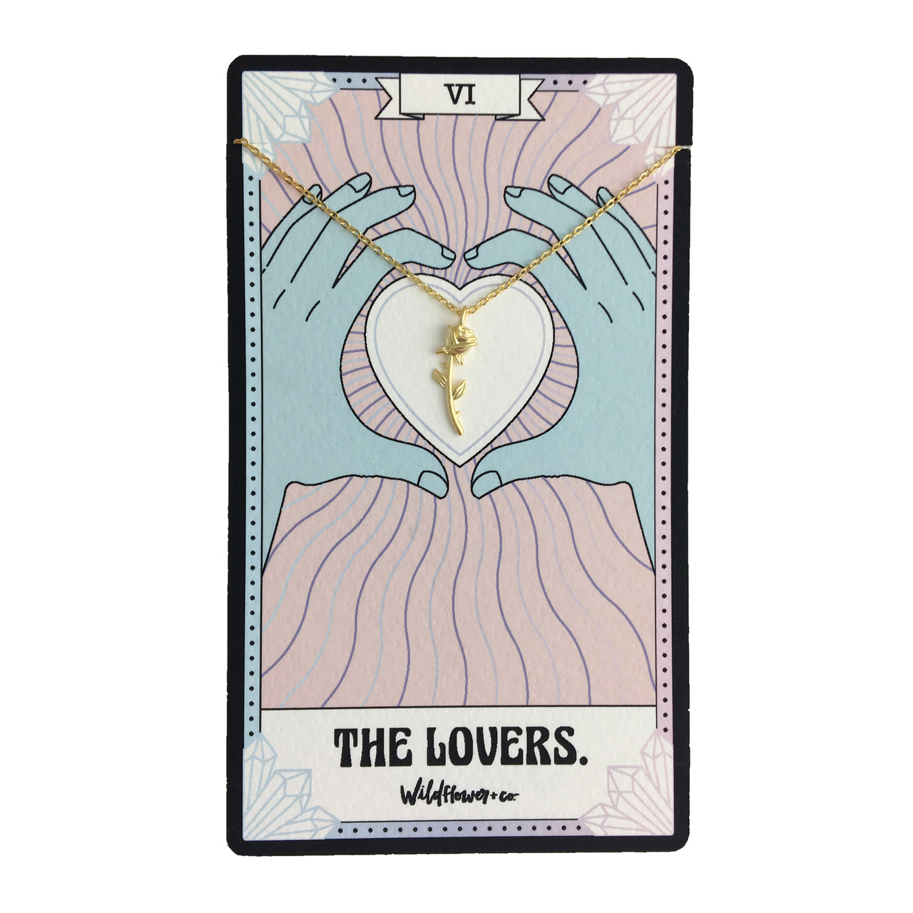 The Lovers Tarot Card Rose Necklace - Sterling Silver ...