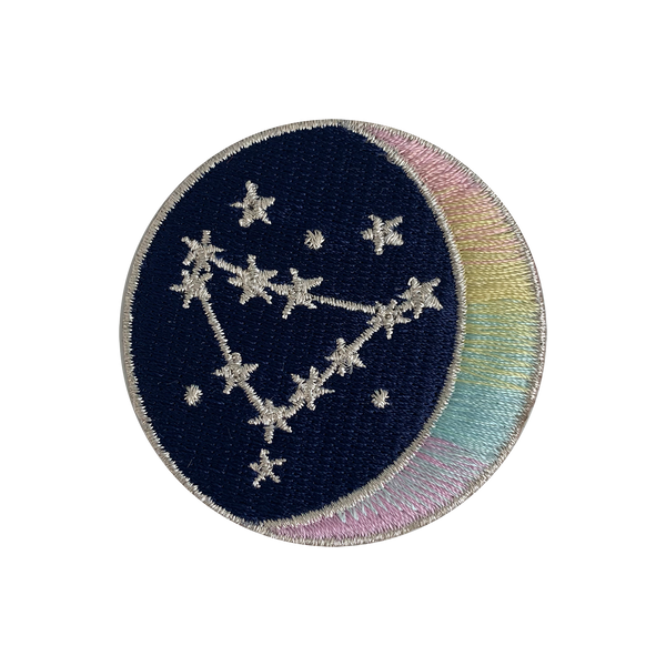CAPRICORN Zodiac Patch - Star Sign Constellation - Crescent Moon - Embroidered Iron On Patch Patches for Jacket Jackets Flair - Night Sky Pastel Ombre - Wildflower Co DIY FLOAT