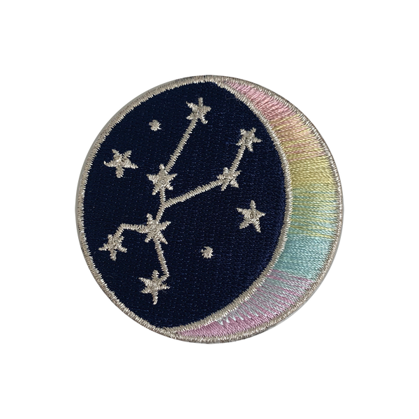 TAURUS Zodiac Patch - Star Sign Constellation - Crescent Moon - Embroidered Iron On Patch Patches for Jacket Jackets Flair - Night Sky Pastel Ombre - Wildflower Co DIY (12)