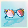 Blue Cat Eye Sunglasses - Enamel Sunrise Detail - Acetate - Cute Sunglasses - Fun Sunglassses - Front Flat