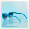 Blue Cat Eye Sunglasses - Enamel Sunrise Detail - Acetate - Cute Sunglasses - Fun Sunglassses - Front Flat