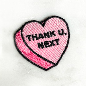THANK U NEXT Heart Patch - PASTEL PINK - Candy Heart Conversational Heart - Iron On Patch for Jackets Patches Embroidered Applique - Pastel - Wildflower + Co. DIY (13)
