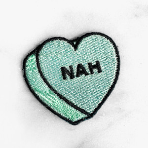 NAH Heart Patch - PASTEL MINT - Candy Heart Conversational Heart - Iron On Patch for Jackets Patches Embroidered Applique - Pastel - Wildflower + Co. DIY (9)