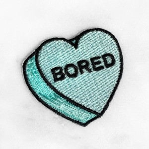 BORED Heart Patch - AQUA - Candy Heart Conversational Heart - Iron On Patch for Jackets Patches Embroidered Applique - Pastel - Wildflower + Co. DIY (12)