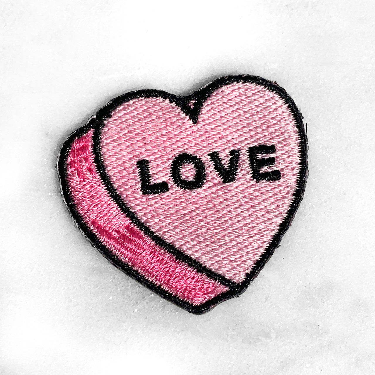 Rolled Embroidery Heart Patch - Bubblegum
