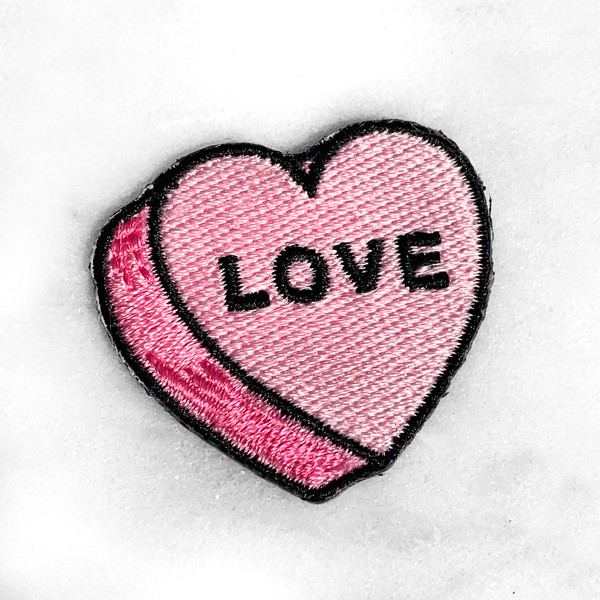 LOVE Heart Patch - PASTEL PINK - Candy Heart Conversational Heart - Iron On Patch for Jackets Patches Embroidered Applique - Pastel - Wildflower + Co. DIY (11)