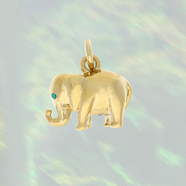 JW00028PGDOS - Lucky Elephant Charm, Gold - Charm, Charms, Pendant, Pendants, DIY 