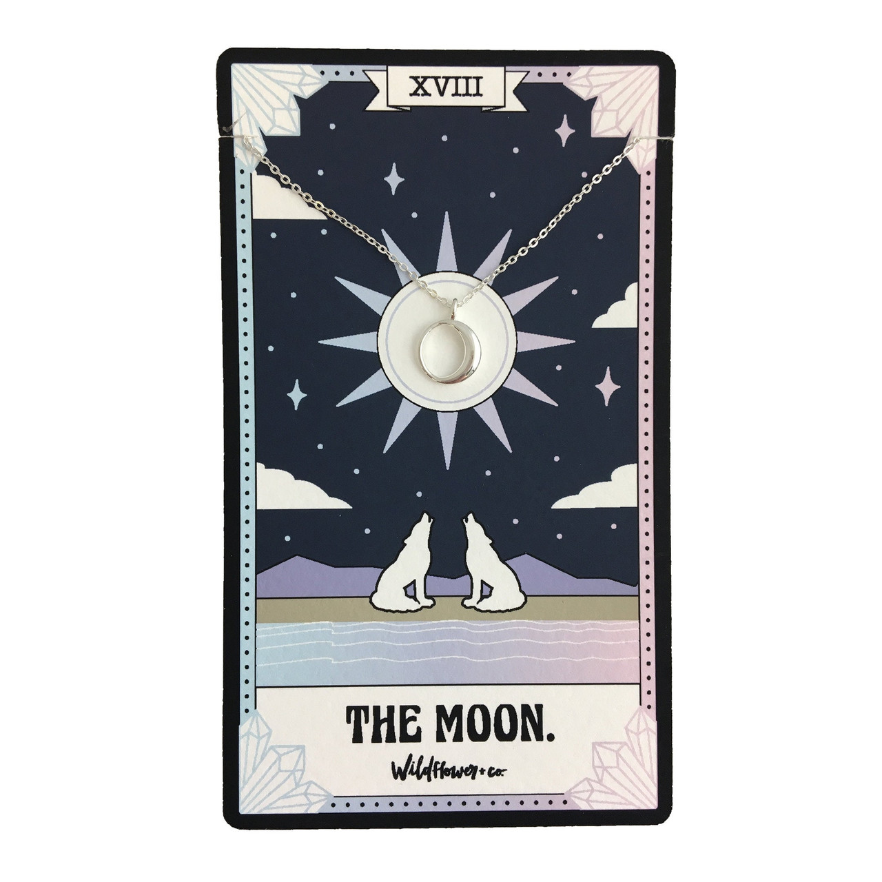 The Moon Tarot Card Lion Necklace - Sterling Silver - Wildflower + Co.