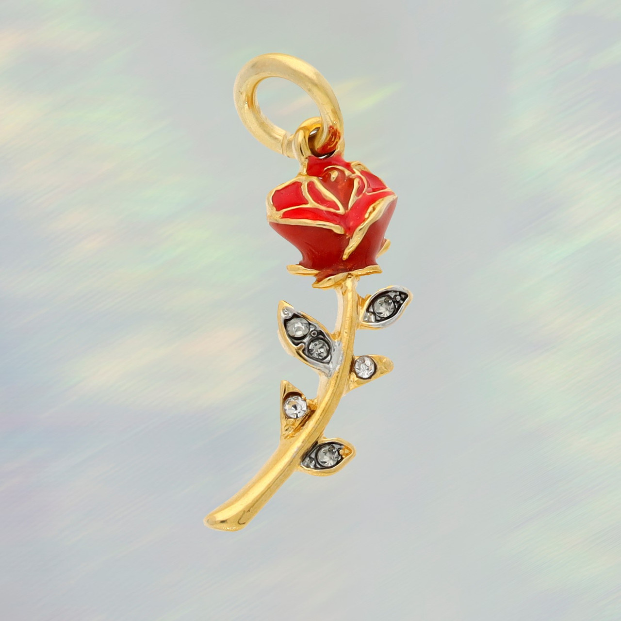 Red Rose Charm - Pendant | Gold & Crystal | Perfect for Necklaces or  Bracelets | Wildflower + Co.