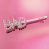 BAD CRYSTAL BOBBY PIN - BRIDAL BRIDE HAIR ACCESSORY CLIP - RHINESTONE DIAMOND SILVER - BAD BITCH - GIRL POWER FEMINIST - WILDFLOWER + CO