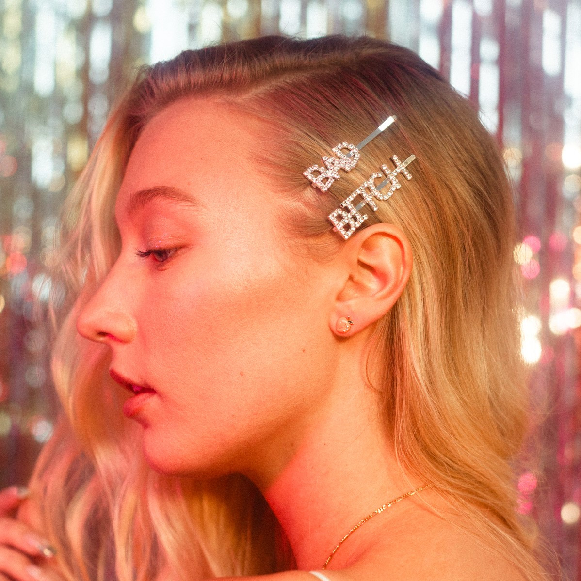 Bad Bitch Bobby Pin Crystal Gem Word Hair Accessories